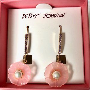 Betsey Johnson Flower Shepard Hook Earrings